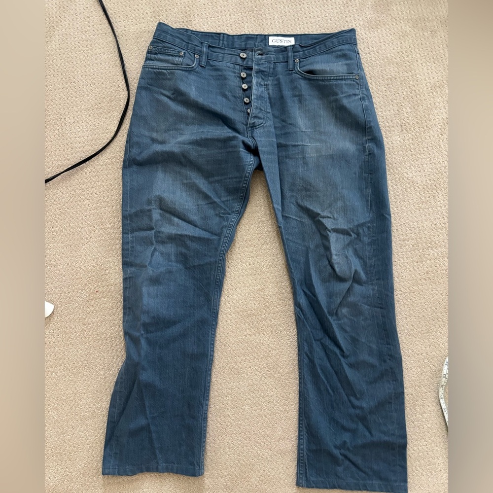 Gustin Men's Dark Blue Button-Fly Jeans